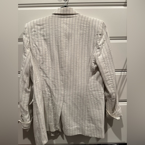 Rachel Zoe Dominique Blazer White and Black Pinstripe Designer Jacket Layer - Picture 5 of 7